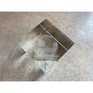 vintage Enterprise Car 500,000 World Planet paperweight block 2 1/2" USA